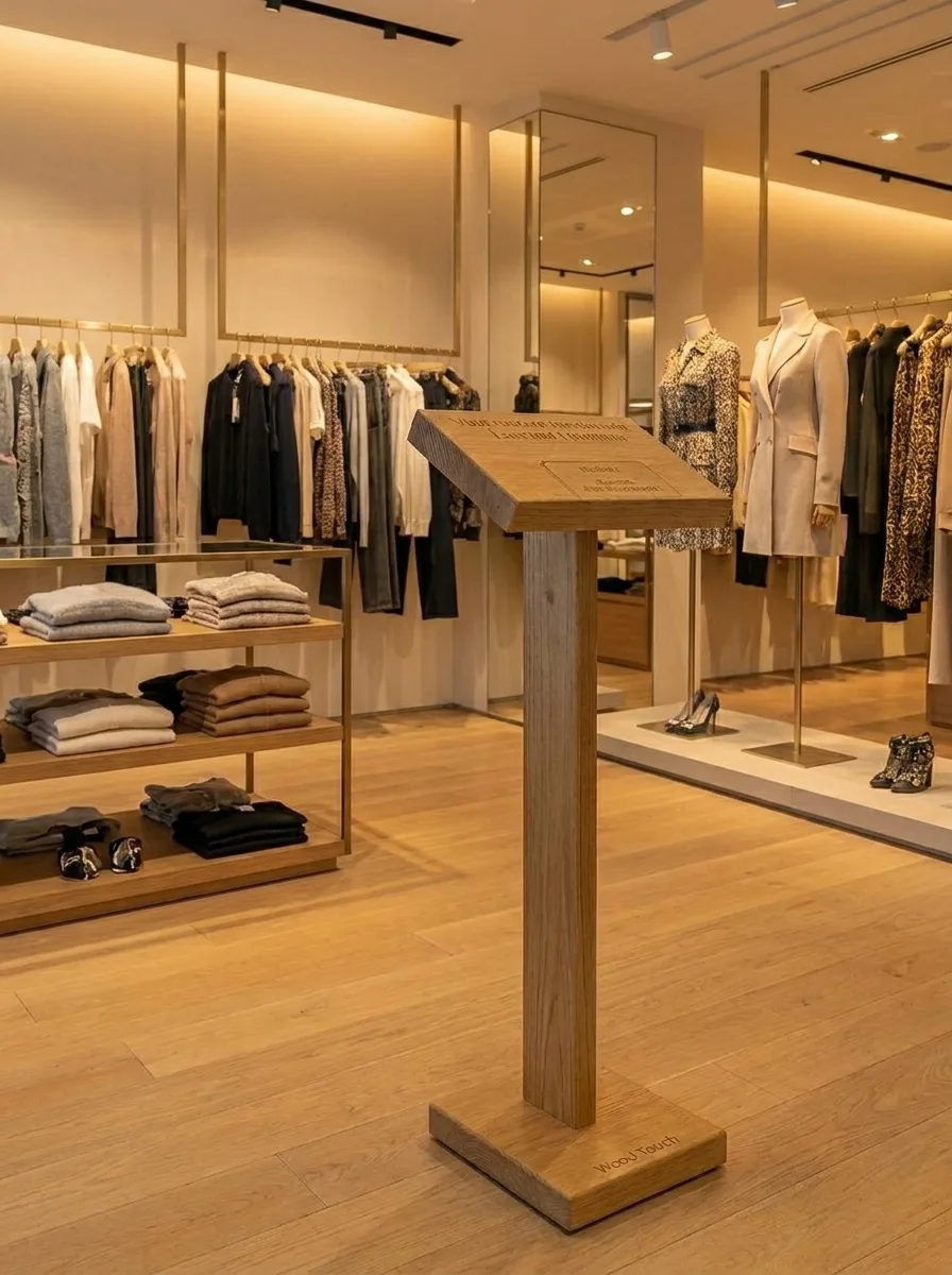Totem NFC a colonna Wood·Touch in boutique